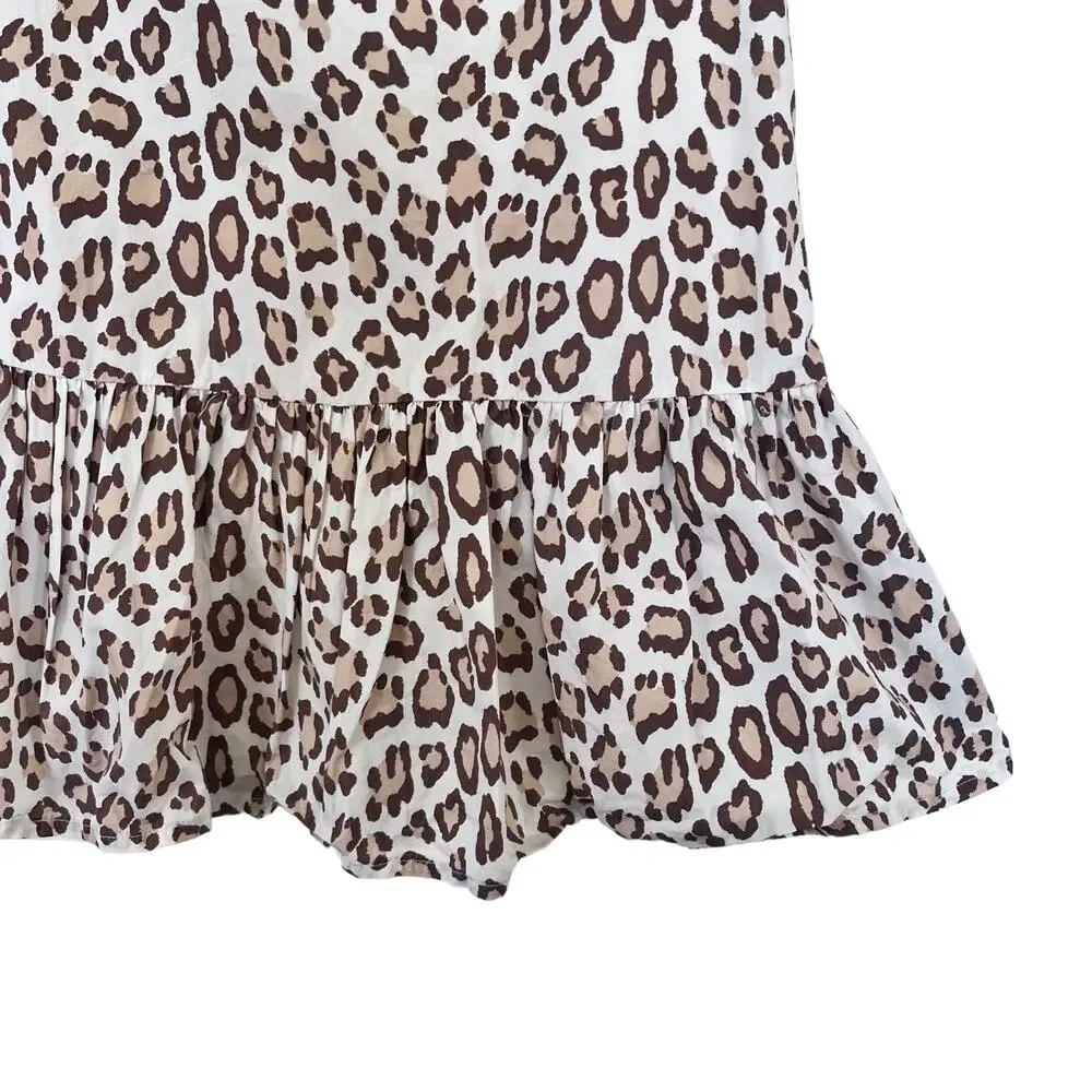 Janie and Jack Snow Leopard Print Tiered Puff Sleeve Dress Girls Size 10